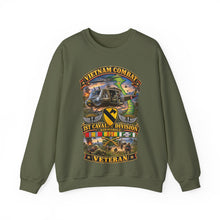 Load image into Gallery viewer, Crewneck Sweatshirt - Army - Vietnam Combat Cavalry Veteran w 1st Cav Diva SSI  Big Helo - 3D - Enhanced
