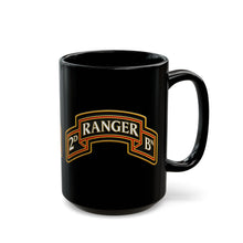 Load image into Gallery viewer, Black Mug  (15oz) - Army - 2nd Ranger Battalion - Ranger Scroll - 3D - Enhanced
