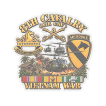 Load image into Gallery viewer, Kiss-Cut Stickers - Army - 8th Cavalry (Air Cav) - 1st Cav Division w VN SVC - 3D - Enhanced
