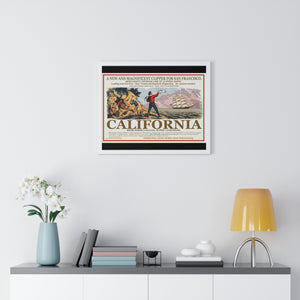 Premium Framed Horizontal Poster -  Set Sail for CALIFORNIA - California Gold