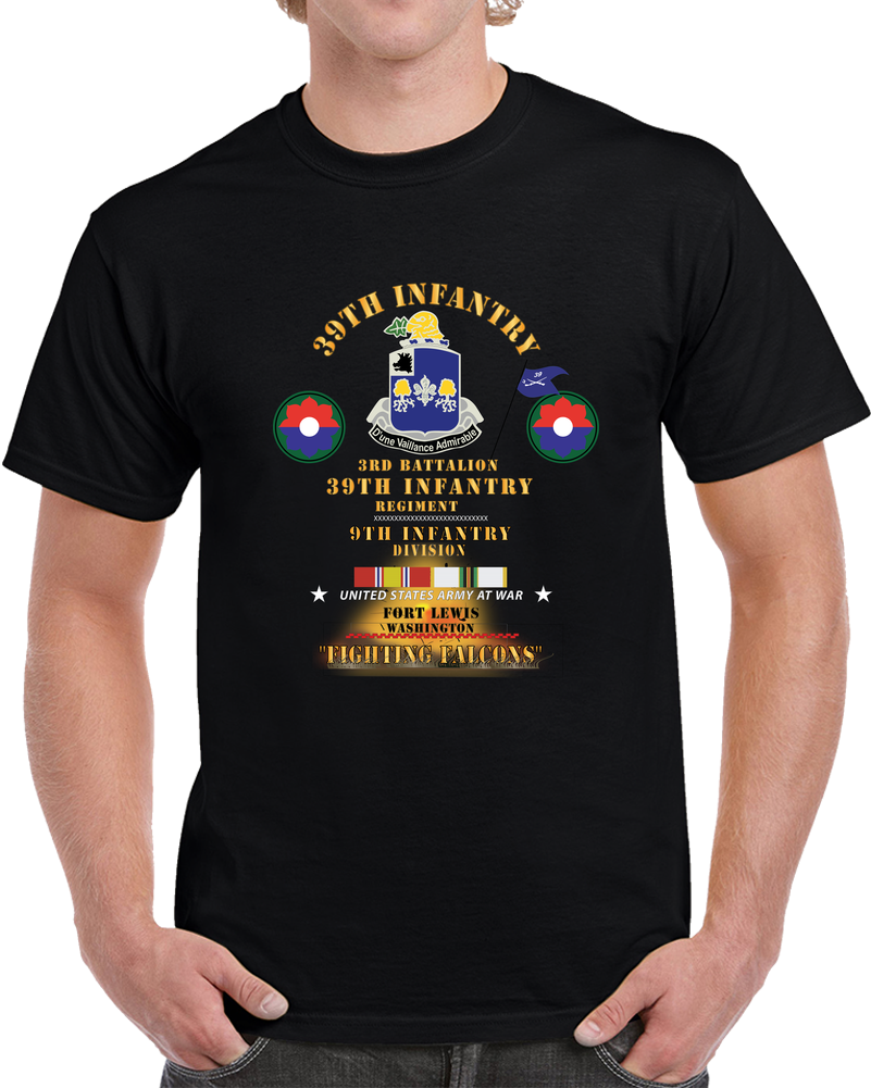 3rd Bn 39th Infantry - 9th  Infantry Div - Ft Lewis, Wa  - Fighting Falcons  W Cold Svc  X 300 T Shirt