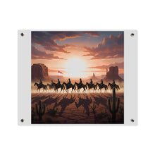 Load image into Gallery viewer, Acrylic Wall Art Panel - 10th Cavalry on Patrol in the sunset w 10th Cav Guidon
