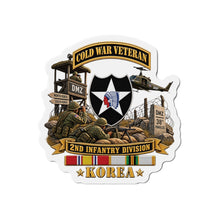 Load image into Gallery viewer, Die-Cut Magnet - Army - 2nd Infantry Division w Br - Ribbon COLD WAR Vet Tab - Korea - 3D - Enhanced
