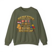Load image into Gallery viewer, Crewneck Sweatshirt - Army - Iraq War Veteran - Ribbon Bar - Map - SSI - 1st Armored Division - 3D - Enhanced
