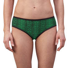 Load image into Gallery viewer, Stylish Women's Briefs with Snake Print, Trendy Underwear, High Waist Briefs, Comfortable Lingerie - Black and White Snake Skin - Dark Green
