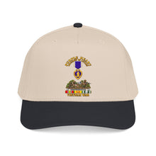 Load image into Gallery viewer, Mid Profile Baseball Cap - Vietnam War Purple Heart Medal w VN SVC - with Vietnam Scene - 3D - Transparent
