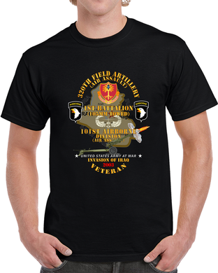 Army - 1st Bn, 320th Fa, 101st Airborne Div - Invasion - 2003 W Aa Badge - W 105mm  Map T Shirt