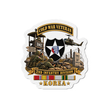 Load image into Gallery viewer, Die-Cut Magnet - Army - 2nd Infantry Division w Br - Ribbon COLD WAR Vet Tab - Korea - 3D - Enhanced
