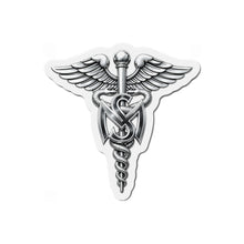 Load image into Gallery viewer, Die-Cut Magnet - Army Medical Service Corps (MS) Branch Insignia - 3D - Silver - Enhanced
