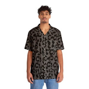 Men's Hawaiian Shirt (AOP) - Leopard Camouflage - Battleship Color