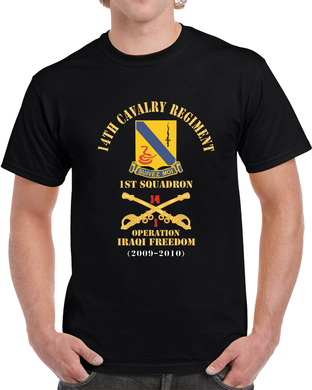 Army - 14th Cavalry Regiment W Cav Br - 1st Squadron - Operation Iraqi Freedom - 2009-2010 - Red Txt X 300 T Shirt