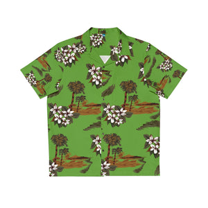 Men's Hawaiian Shirt (AOP) - Lite Green - Flowers and Palms