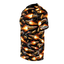 Load image into Gallery viewer, Bullet Fire All-Over Print Tee — Explosive Ammunition Graphic Shirt
