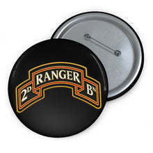 Load image into Gallery viewer, Custom Pin Buttons - Army - 2nd Ranger Battalion - Ranger Scroll - 3D - Enhanced
