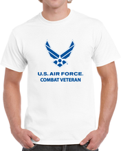 Load image into Gallery viewer, USAF Logo, TM Txt - U S Air Force - Combat Veteran X 300 T Shirt
