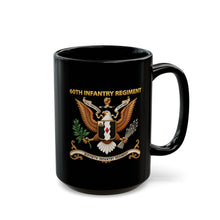 Load image into Gallery viewer, Black Mug  (15oz) - 60th Infantry Regiment COA with Eagle with Text - 3D - Enhanced X 300
