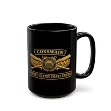 Load image into Gallery viewer, Black Mug  (15oz) - USCG - Coxswain - Auxiliary w txt - 3D - Enhanced
