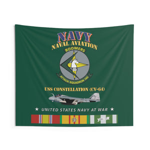 Indoor Wall Tapestries - Navy Attack Squadron 165  - USS Constellation - A6 Intruder - Navy at War w Vietnam Service Ribbons Tapestry