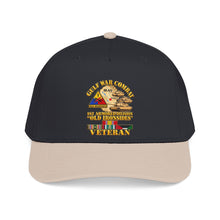 Load image into Gallery viewer, Mid Profile Baseball Cap - Army - Gulf War Combat - 1st Armored Divi - Old Ironsides - Veteran - Map w GULF SVC - 3D - Enhanced
