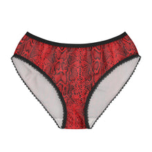 Load image into Gallery viewer, Stylish Women's Briefs with Snake Print, Trendy Underwear, High Waist Briefs, Comfortable Lingerie - Black and White Snake Skin - Red
