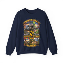Load image into Gallery viewer, Crewneck Sweatshirt - Army - Vietnam Combat Cavalry Veteran w 1st Cav Diva SSI  Big Helo - 3D - Enhanced
