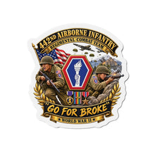 Load image into Gallery viewer, Die-Cut Magnet - Army - 442nd Airborne Infantry Regimental Combat Team - 3D - Enhanced with EUR WWII SVC
