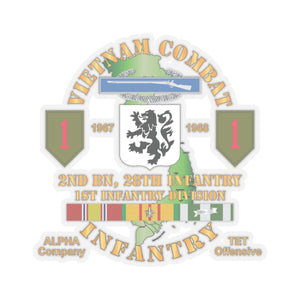 Kiss-Cut Stickers - Army - Vietnam Combat Infantry w Alpha Company, 2nd Bn 28th Inf 1st Inf Div SSI TET Offensive w VN SVC X 300