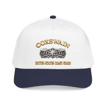 Load image into Gallery viewer, Mid Profile Baseball Cap - USCG - Coxswain w txt - Gold - 3D - Enhanced
