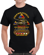 Load image into Gallery viewer, Army - Cold War Vet -  3rd Armored Division  - Gelnhausen, Germany - M60A3 Tank  - Spearhead w Fire - 3D - Enhanced T Shirt
