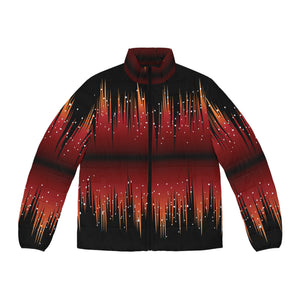 Men's Puffer Jacket (AOP) - Red Night Sky Full of Stars