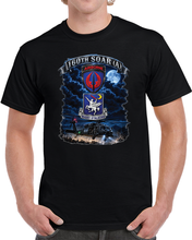 Load image into Gallery viewer, USASOAC - SSI, 160th Special Operations Regimen Airborne  DUI with Scene Blackhawk - 3D - Enhanced T Shirt
