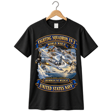 Load image into Gallery viewer, Navy - Fighting Squadron - VF 3 - WWII - Grumman F4F Wildcats - Japanese Zeros - Battle of Midway - 3D - Enhanced T Shirt

