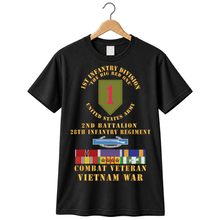 Load image into Gallery viewer, 1st Infantry Division - 2nd Bn, 28th Inf Regiment - VN Ribbon Rack Special - BS w 1OLF, PH, AM, NDSM, VCM  4 Campaign Stars, VN SVC Medal T Shirt
