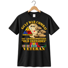 Load image into Gallery viewer, Army - Gulf War Combat - 1st Armored Divi - Old Ironsides - Veteran - Map w GULF SVC - 3D - Enhanced T Shirt
