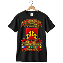 Load image into Gallery viewer, 578th Field Artillery Battalion - We fight - The Black Panther - 8 Inch Towed Howitzer w EUR SVC WWII - 3D - transparent T Shirt
