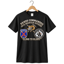 Load image into Gallery viewer, Pando Commandos, 10th Mtn Division - Climb to Glory - 3D - Transparent T Shirt
