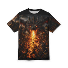 Load image into Gallery viewer, Dragon Fire All-Over Print Tee — Medieval Dragon Graphic Shirt
