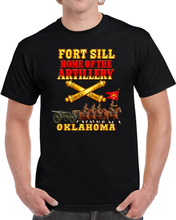 Load image into Gallery viewer, Fort Sill 1907 Artillery - Home of the Artillery - w   Battery A Artillery - w Guidon - 3D - Transparent T Shirt
