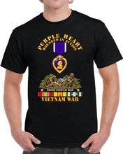 Load image into Gallery viewer, Vietnam War Purple Heart Medal w VN SVC - with Vietnam Scene - 3D - Transparent T Shirt
