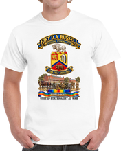 Load image into Gallery viewer, Army - 83rd Artillery - COAT OF ARMS without Text -with WWI preparation scene Fort D. A. Russell  barracks - 3D - Transparent T Shirt
