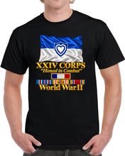 Load image into Gallery viewer, Army - XXIV Corps Flag - Waving - Ribbons - World War II - 3D - Transparent T Shirt
