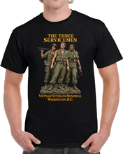 Load image into Gallery viewer, Three Servicemen Bronze Vietnam Memorial Tribute Statue - Colorized - Washington, DC - 3D - Transparent T Shirt
