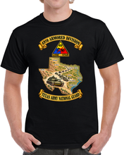 Load image into Gallery viewer, 49th Armored Division - TX ARNG - TX Map w Armored Column - 3D - Enhanced T Shirt

