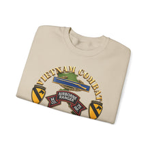 Load image into Gallery viewer, Crewneck Sweatshirt - Army - Vietnam Combat Vet - H Co 75th Infantry (Ranger) - 1st Cavalry Div SSI  - 3D - Enhanced
