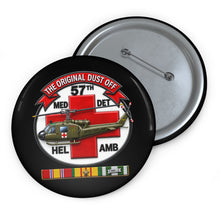 Load image into Gallery viewer, Custom Pin Buttons - Army - 57th Medical Co - Original Dustoff - Vietnam w VN SVC - 3D - Enhanced
