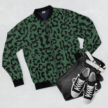 Load image into Gallery viewer, Men&#39;s AOP Bomber Jacket - Leopard Camouflage - Green-Black
