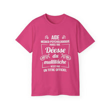 Load image into Gallery viewer, Unisex Ultra Cotton Tee - Déesse multitâche en typographie rose - white texts
