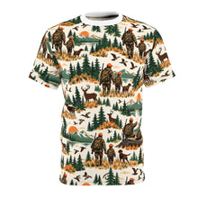 Load image into Gallery viewer, All-Over Print Tee — Father and Son Wilderness Adventure Pattern
