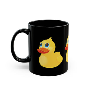 Black Mug 15oz - Yellow Rubber Duck - Oblique Left Front X 300