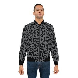 Men's AOP Bomber Jacket - Leopard Camouflage - Battleship Color